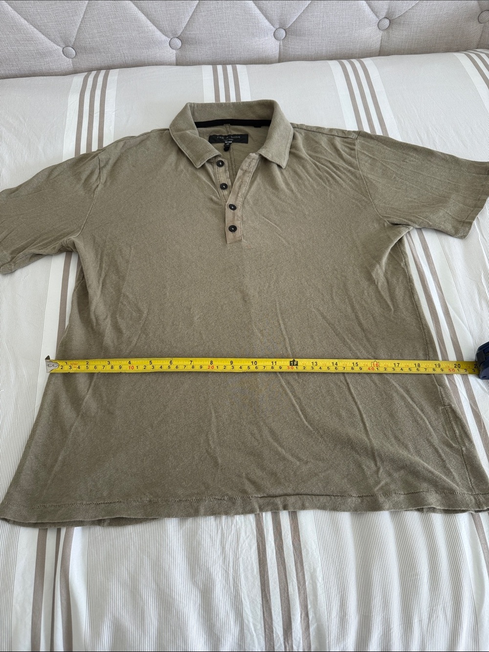 100% Cotton rag & bone Pale Olive Green Men’s Polo T-Shirt - Picture 5 of 8